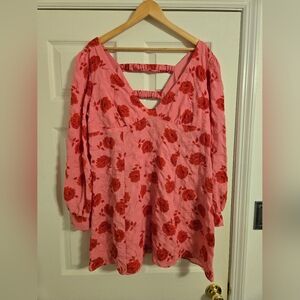 Crystal Doll Floral Pink and Red mini Dress size XXL  (runs small)